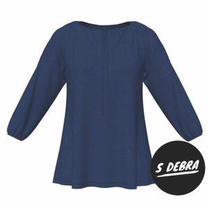 LuLaRoe Debra Small NWT peasant top navy blue